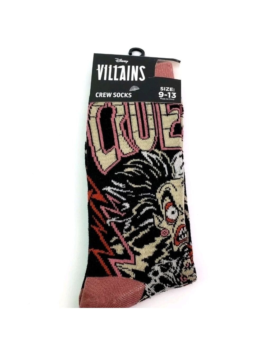 4/$25 Disney Villains Cruella De Vil Novelty Crew Socks New
